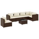 vidaXL Salon de jardin avec coussins 7 Pièces marron résine tressée