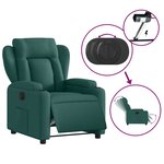 vidaXL Fauteuil inclinable électrique Vert foncé Tissu