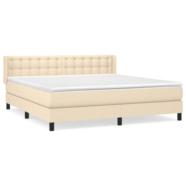 vidaXL Sommier à lattes de lit avec matelas Crème 180x200 cm Tissu