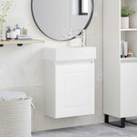 vidaXL Meuble de salle de bain avec robinet Blanc 45 5 x 22 5 x 84 cm