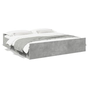 vidaXL Cadre de lit avec tiroirs sans matelas gris béton 180x200 cm