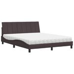 vidaXL Lit avec matelas marron foncé 160x200 cm tissu