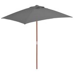 vidaXL Parasol d'extérieur avec mât en bois 150x200 cm anthracite