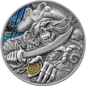 Pièce de monnaie en Argent 5 Cedis g 31.1 (1 oz) Millésime 2025 Memento Mori PIRATE