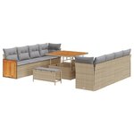 Ensemble de Canapés de Jardin de 11 pièces avec Coussins Beige en Rattan Synthétique Acacia