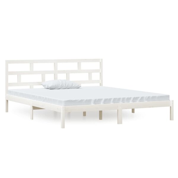 vidaXL Cadre de lit sans matelas blanc bois massif