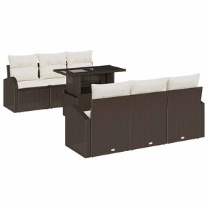 vidaXL Ensemble de canapé de jardin 7 Pièces Marron Poly Rattan