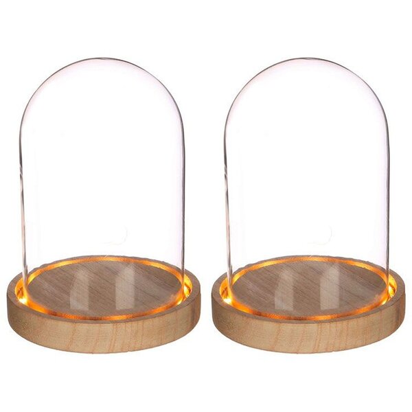 2 cloches en verre lumineuses 16 5 cm x Ø 12 5 cm