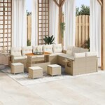 vidaXL Ensemble de canapé de jardin 14 Pièces Beige Poly rotin
