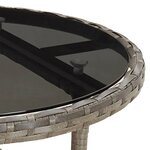 vidaXL Table de jardin Ø60x75 cm Verre trempé/résine tressée Gris