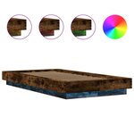 vidaXL Cadre de lit et lumières LED sans matelas chêne fumé 90x190 cm
