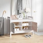 vidaXL Banc d'entrée Blanc 80x40x60 cm Bois de pin massif