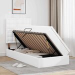 vidaXL Lit avec rangement et LED Blanc pur 90 x 200 cm Simili cuir