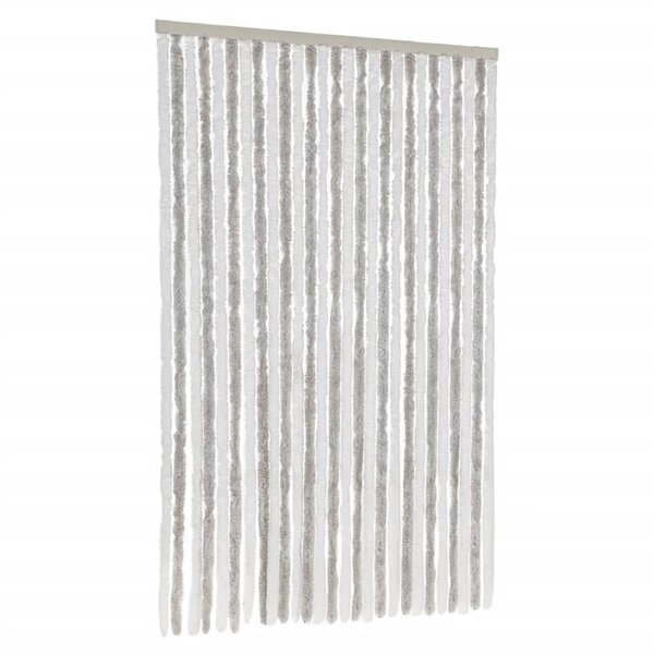 vidaXL Rideau anti-mouches gris clair et blanc 118x220 cm chenille