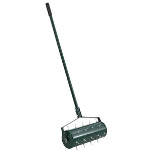 vidaXL Roller à gazon tiré avec des pinces aérateur Vert 128 x 38 cm