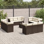 vidaXL Salon de jardin avec coussins 13 Pièces marron résine tressée