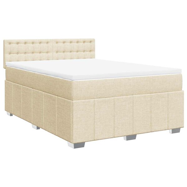 vidaXL Sommier à lattes de lit avec matelas Crème 140x190 cm Tissu