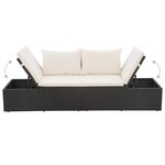 vidaXL Lit de jardin Noir 195x60 cm Résine tressée