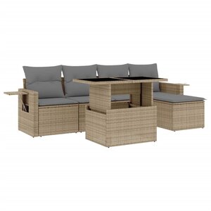 vidaXL Salon de jardin avec coussins 6 Pièces beige résine tressée