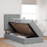 vidaXL Lit avec rangement et LED Gris clair 90 x 200 cm Polyester