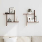vidaXL Étagères murales 2Pièces chêne marron 50x12x50cm bois d'ingénierie