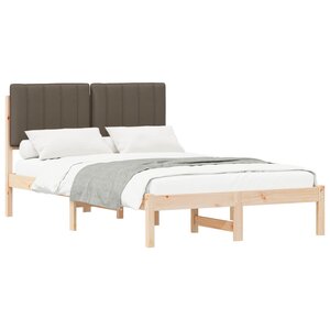 vidaXL Cadre de lit avec tête de lit rembourrée Taupe 120 x 190 cm