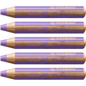 Crayon multi-talents woody 3en1 rond mauve pastel x 5 STABILO