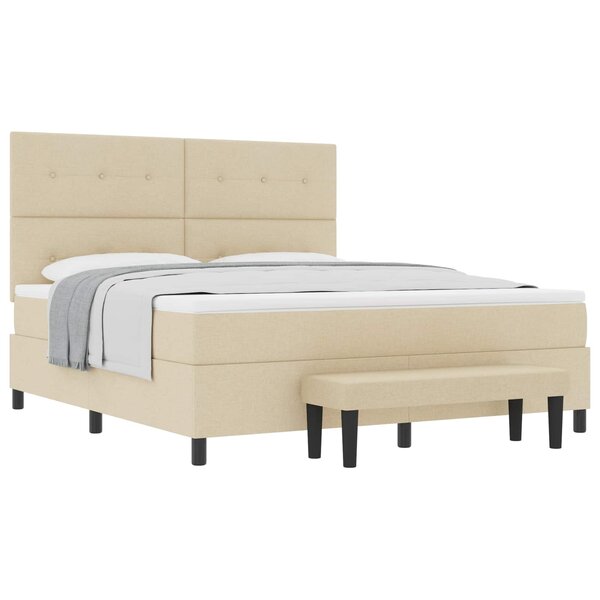 vidaXL Lit à ressorts avec tête de lit Crème 180 x 200 cm tissu