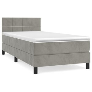 vidaXL Sommier à lattes de lit et matelas Gris clair 100x200cm Velours