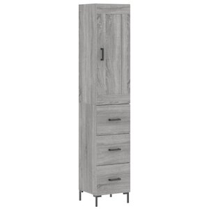 vidaXL Buffet haut Sonoma gris 34 5x34x180 cm Bois d'ingénierie