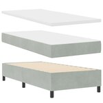 vidaXL Lit à Ressorts avec Matelas & Banc Gris Clair 90x200 cm en Velours