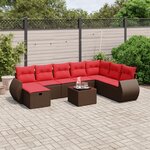 vidaXL Salon de jardin avec coussins 9 Pièces marron résine tressée