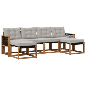 vidaXL Ensemble de canapés d'extérieur 6 pc Naturel et gris clair