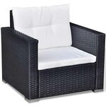 vidaXL Salon de jardin 6 Pièces avec coussins Résine tressée Noir