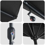 vidaXL Parasol de jardin Noir 294 x 150 x 224 cm tissu