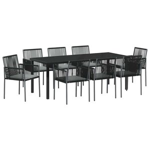 vidaXL Ensemble de salle à manger pour jardin 9 Pièces Noir Rotin PE