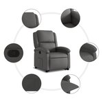 vidaXL Fauteuil inclinable gris cuir véritable