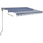 vidaXL Auvent manuel rétractable avec LED 300x250 cm Bleu et blanc