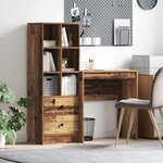 vidaXL Bureau avec tiroir avec étagère avec stockage 2 Pièces Bois ancien