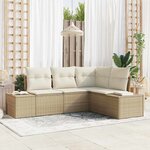 vidaXL Ensemble de canapé de jardin avec coussin 4 Pièces Beige et crème