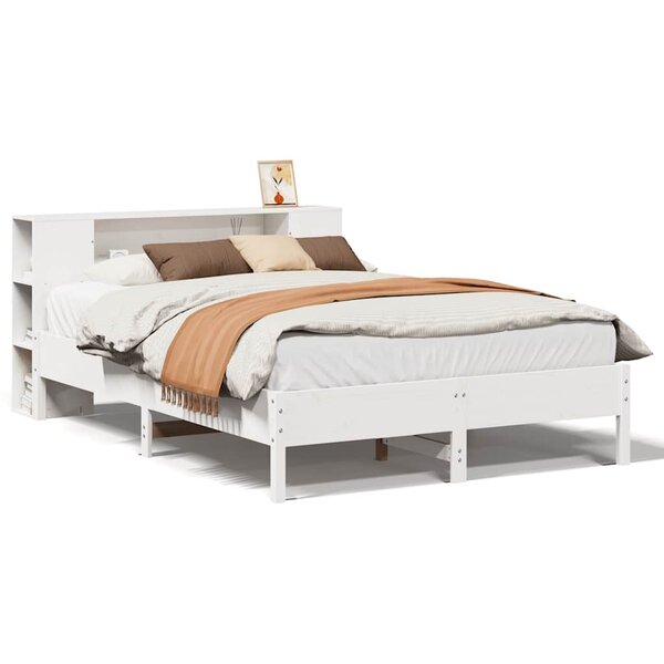 vidaXL Lit bibliothèque sans matelas blanc 120x190 cm bois pin massif