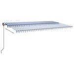 vidaXL Auvent automatique rétractable avec poteaux 6x3 m Bleu et blanc