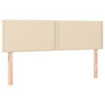 vidaXL Sommier à lattes de lit avec matelas LED Crème 140x200 cm Tissu