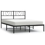 vidaXL Cadre de lit métal avec tête de lit noir 160x200 cm