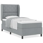 Lit avec Sommier et Matelas vidaXL - Gris clair  100x200 cm  Tissu