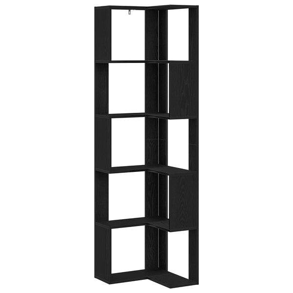 Bibliothèque d'angle vidaXL 5 étagères Chêne noir 50x50x179 cm Bois d'ingénierie
