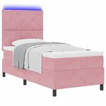 vidaXL Lit à ressort LED avec matelas Rose 100 x 200 cm tissu