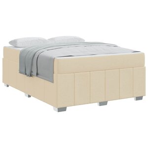 vidaXL Cadre de lit avec matelas Crème 140 x 200 cm tissu