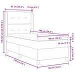vidaXL Lit à ressort LED avec matelas Bleu 90 x 190 cm tissu