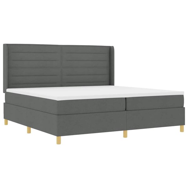 vidaXL Lit à ressorts avec matelas gris foncé 200x200 cm  tissu